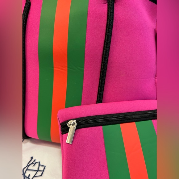 - Parker & Hyde - Pink with Red & Green Stripe adjusts size. - Picture 5 of 8